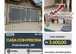 LOCAÇÃO: Casa 3 Dorm. com Piscina na Praia Grande!